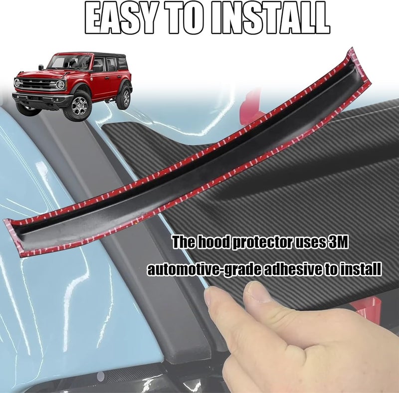 Gear Up Hood Deflector Hood Protector Compatible with Ford Bronco 2/4 2024 2023 2022 2021 Matte Carbon Fiber Hood Protector Bug Deflector Stone Guard(Not for Bronco Sports) - Image 3